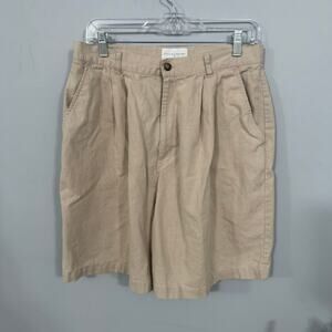 Vintage Christopher & Banks Pleated Front Linen Blend High Waist Shorts Size 14